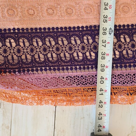 Anthropologie Maeve Lace Summer Cottage Midi Dress 10 Feminine Orange Pink Purpl - Picture 7 of 10